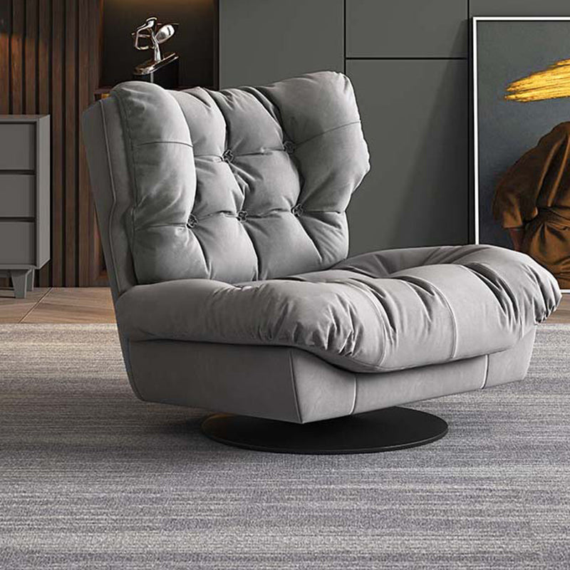 Tufted Microsuede Wingback Recliner 42" Wide Swivel Base Recliner Chair Gray Clearhalo 'Chairs & Seating' 'furn' 'furn_recliners' 'Furniture' 'Living Room Furniture' 'Recliners' 6815676