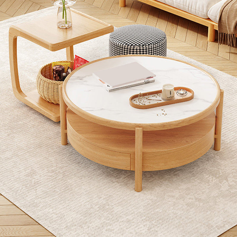 Tropical Coffee Table Solid Wood Coffee Cocktail Table with Storage