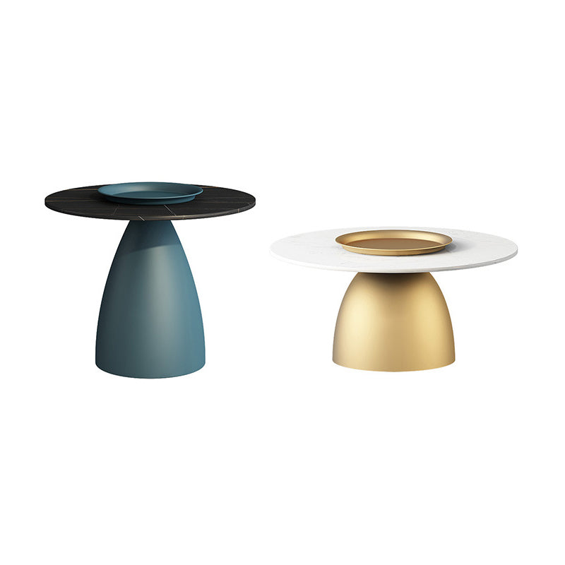 Slate Round Coffee Table Glam Pedestal No Distressing Coffee Table Set