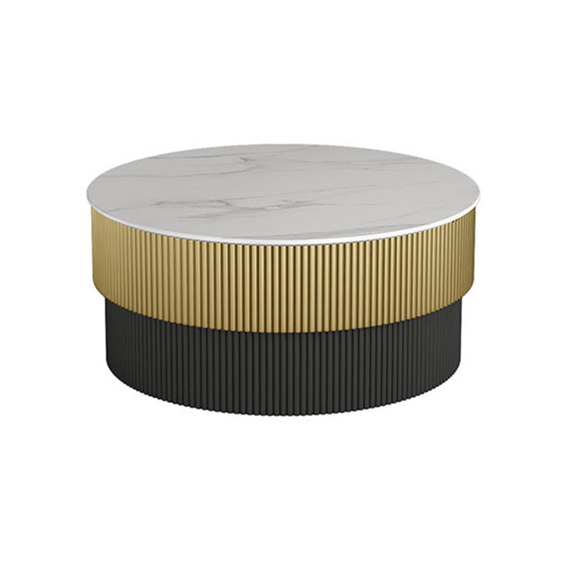 Round Slate Coffee Table Glam Pedestal No Distressing Single Coffee Table