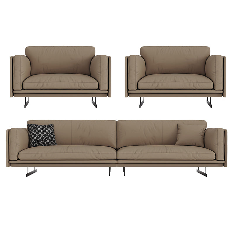 Mid Century Modern Sofa Gray Cushions Settee for Living Room 4-Seater Sofa & 1-Seater Sofa & 1-Seater Sofa Clearhalo 'furn' 'furn_sofas' 'Furniture' 'Living Room Furniture' 'Sofa' 'sofas' 6816665