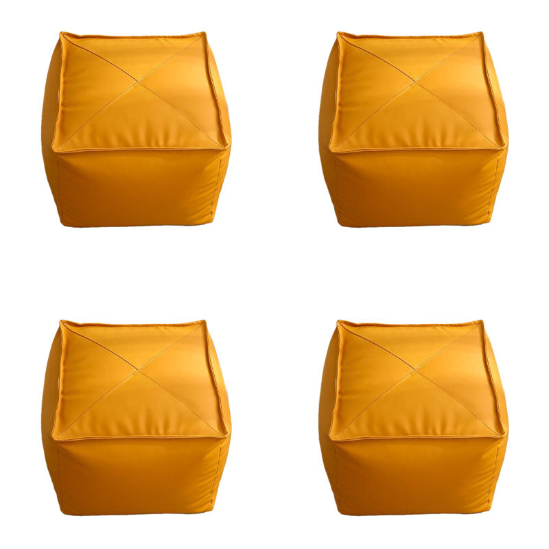 Modern Ottoman PU Leather Upholstered Solid Color Tear Resistant Square Ottoman 14"L x 14"W x 14"H Yellow 4 Piece Set Clearhalo 'furn' 'furn_ottomans_poufs' 'Furniture' 'Living Room Furniture' 'Ottomans & Poufs' 'ottomans_poufs' 6823115