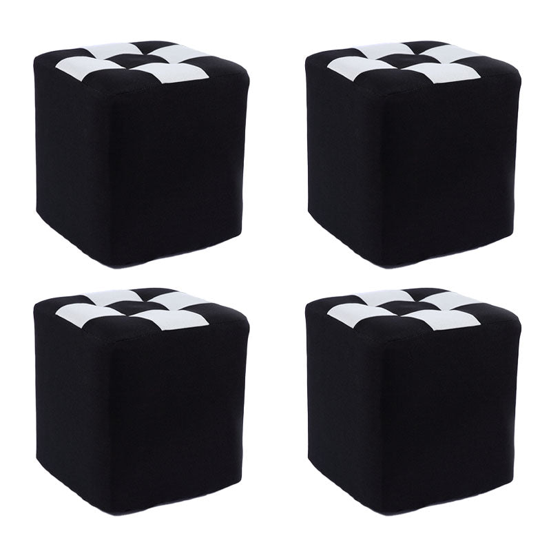 Modern Square Pouf Wooden Frame Cotton Pouf for Drawing Room Matte Black 4 Piece Set Clearhalo 'furn' 'furn_ottomans_poufs' 'Furniture' 'Living Room Furniture' 'Ottomans & Poufs' 'ottomans_poufs' 6823141
