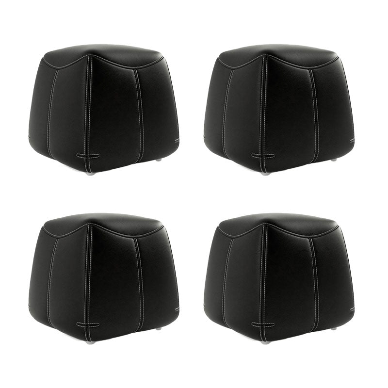 Mid-Century Modern Ottoman Genuine Leather Upholstered Solid Color Square Ottoman Black 4 Piece Set Clearhalo 'furn' 'furn_ottomans_poufs' 'Furniture' 'Living Room Furniture' 'Ottomans & Poufs' 'ottomans_poufs' 6823211