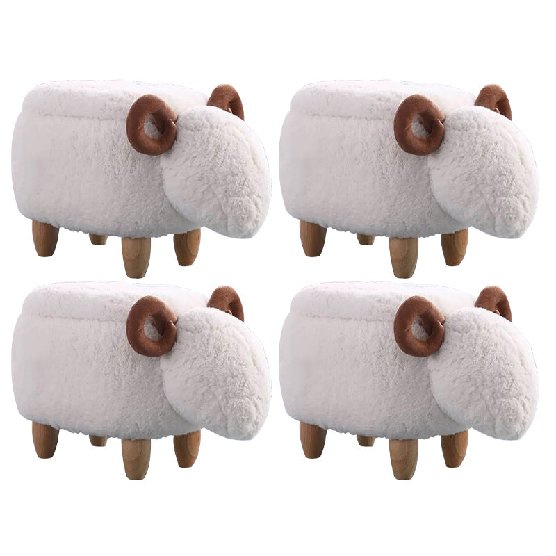 White Modern Standard Trea Resistant Sheep Shape Standard for Living Room White 4 Piece Set Clearhalo 'furn' 'furn_ottomans_poufs' 'Furniture' 'Living Room Furniture' 'Ottomans & Poufs' 'ottomans_poufs' 6824663