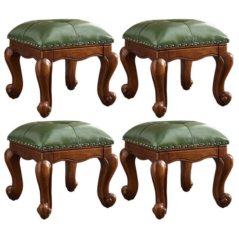Mid-Century Modern Ottoman Genuine Leather Tufted Rectangle Ottoman with Nailhead Trim Green 4 Piece Set Clearhalo 'furn' 'furn_ottomans_poufs' 'Furniture' 'Living Room Furniture' 'Ottomans & Poufs' 'ottomans_poufs' 6824691