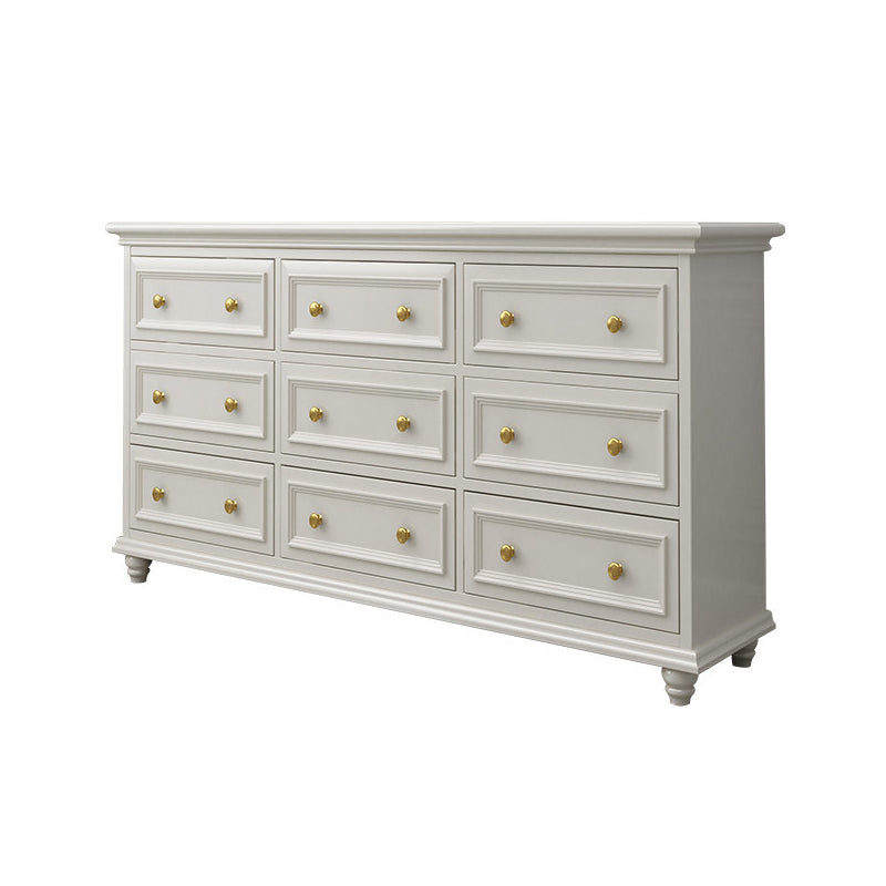 Ornate Traditional Double Dresser Birch Storage Chest with Drawers for Bedroom 71"L x 18"W x 31.5"H Ivory Clearhalo 'Bedroom Furniture' 'Dressers & Chests' 'dressers_chests' 'furn' 'furn_dressers_chests' 'Furniture' 6825425