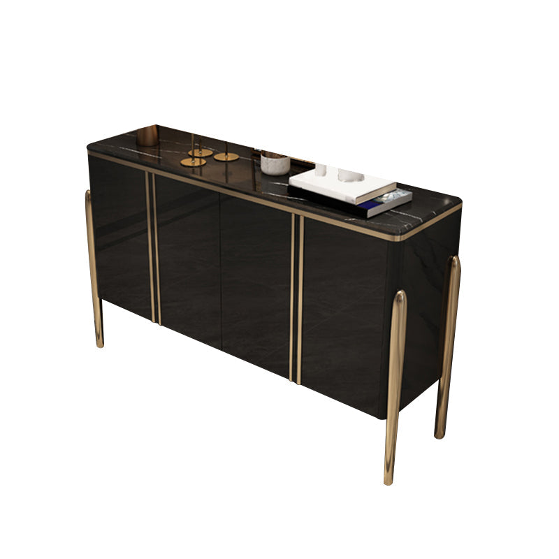 Mármol Credenza Servidor de estilo contemporáneo con gabinetes y cajones