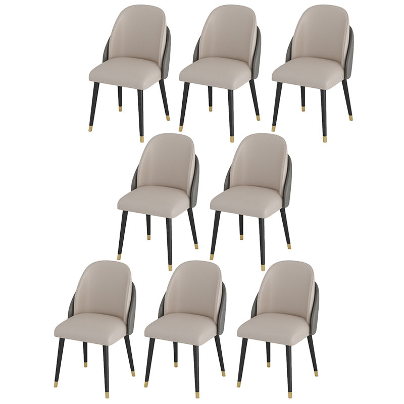 Faux Leather Dining Chair Glam Style Parsons Armless Chair Set