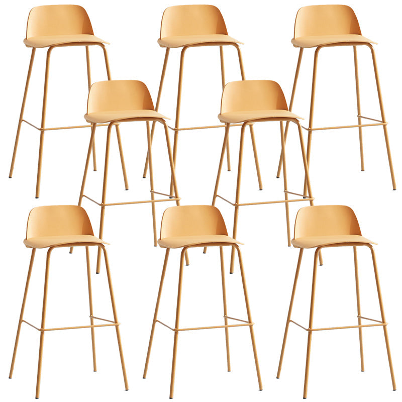 Low Back Dining Stools Armless Plastic Bar Stools with Footrest Yellow 8 Piece Set Clearhalo 'Bar Furniture' 'Bar Stools' 'bar_stools' 'furn' 'furn_bar_stools' 'Furniture' 'Kitchen & Dining Furniture' 6827250