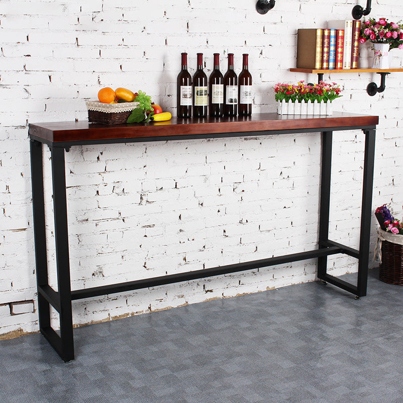 Industrial Solid Wood Bar Table Black Frame Dining Table for Bistro