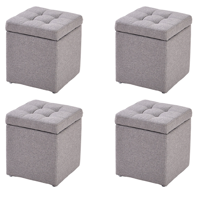 Modern Style Ottoman Cotton Square Indoor Ottoman with Storage Light Gray 4 Piece Set Clearhalo 'furn' 'furn_ottomans_poufs' 'Furniture' 'Living Room Furniture' 'Ottomans & Poufs' 'ottomans_poufs' 6827854