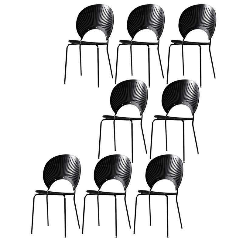 Industrial Style Patio Side Chair Open Back Armless Chair with Black Legs Black 8 Piece Set Clearhalo 'Dining Chairs' 'Dining Tables & Seating' 'dining_chair' 'furn' 'furn_dining_chair' 'Furniture' 'Kitchen & Dining Furniture' 6827921