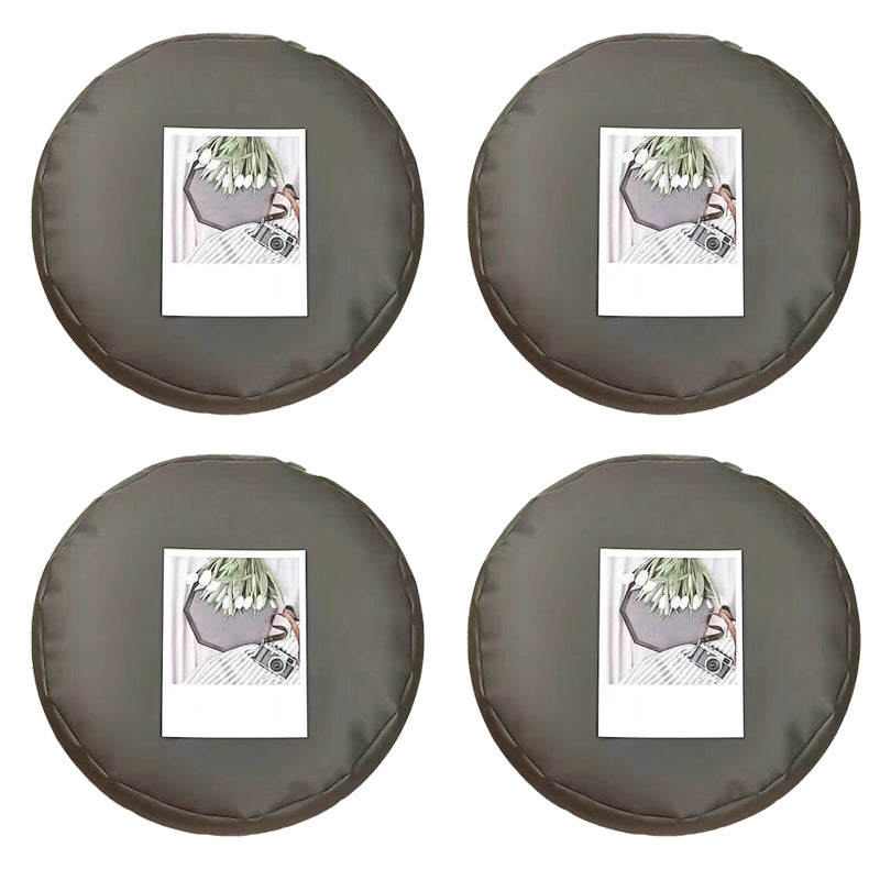 Modern Pouf Ottoman PU Leather Upholstered Solid Color Tear Resistant Round Ottoman Gray 4 Piece Set Clearhalo 'furn' 'furn_ottomans_poufs' 'Furniture' 'Living Room Furniture' 'Ottomans & Poufs' 'ottomans_poufs' 6828377