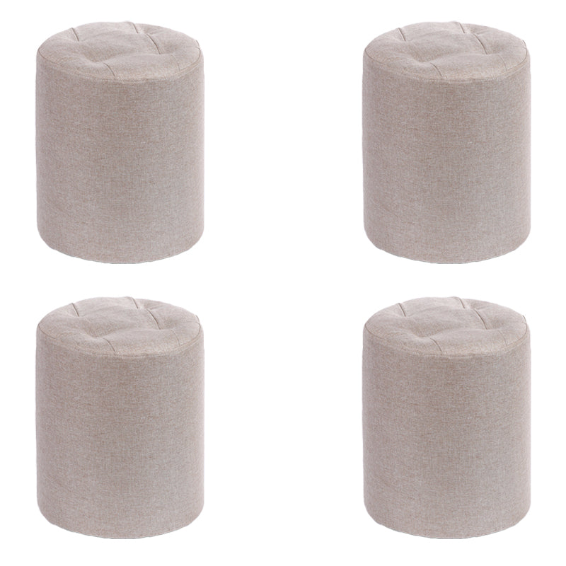 Modern Cotton Pouf Round Stain Resistant Solid Color Pouf for Living Room Light Khaki 4 Piece Set Clearhalo 'furn' 'furn_ottomans_poufs' 'Furniture' 'Living Room Furniture' 'Ottomans & Poufs' 'ottomans_poufs' 6828445