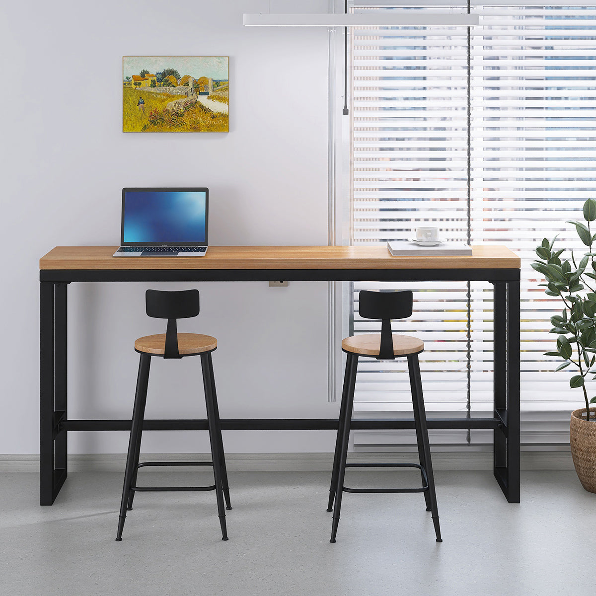 Moderno 1/3 pezzi da bar tavolo da bar rettangolo tavolino in legno di pino con sgabelli per caffè