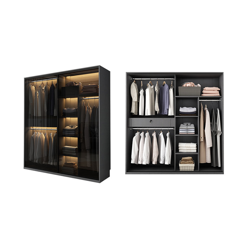 Armadio per armadio in vetro e legno con armadio grigio grigio