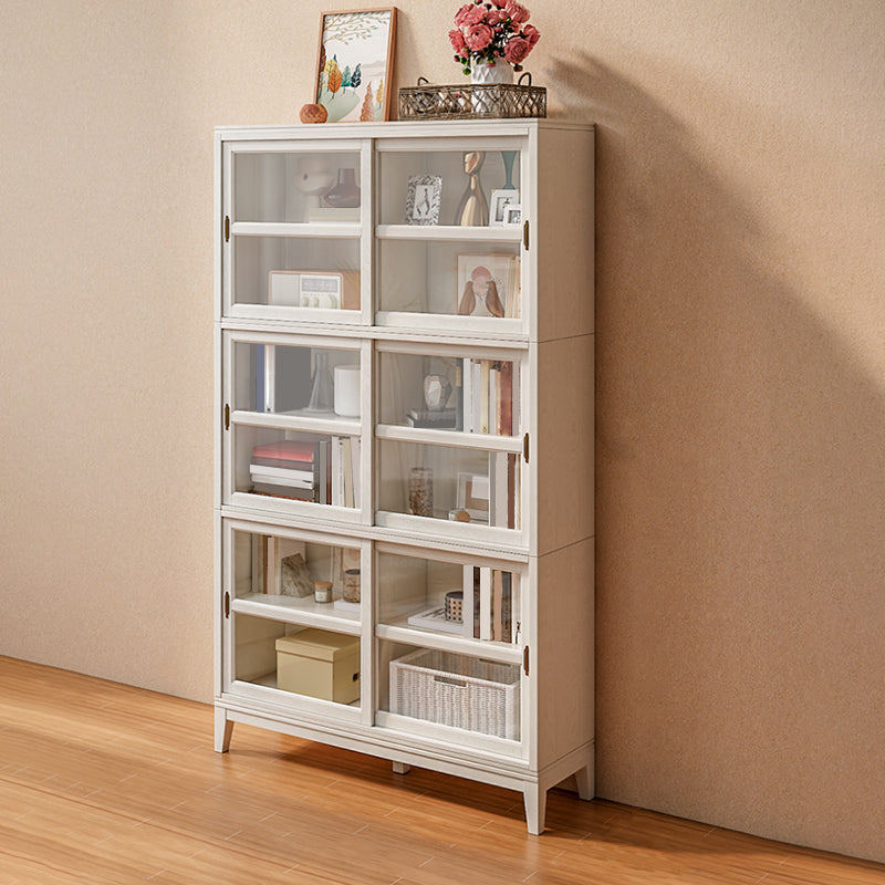Modern Style Closed Back Bookshelf Wooden Vertical Bookcase in White
