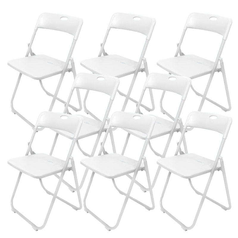 Contemporary Metal Office Chair No Wheels Desk Chair without Arm White 8 Piece Set Clearhalo 'furn' 'furn_office_chair' 'Furniture' 'Office Chairs' 'Office Furniture' 'office_chair' 6843952