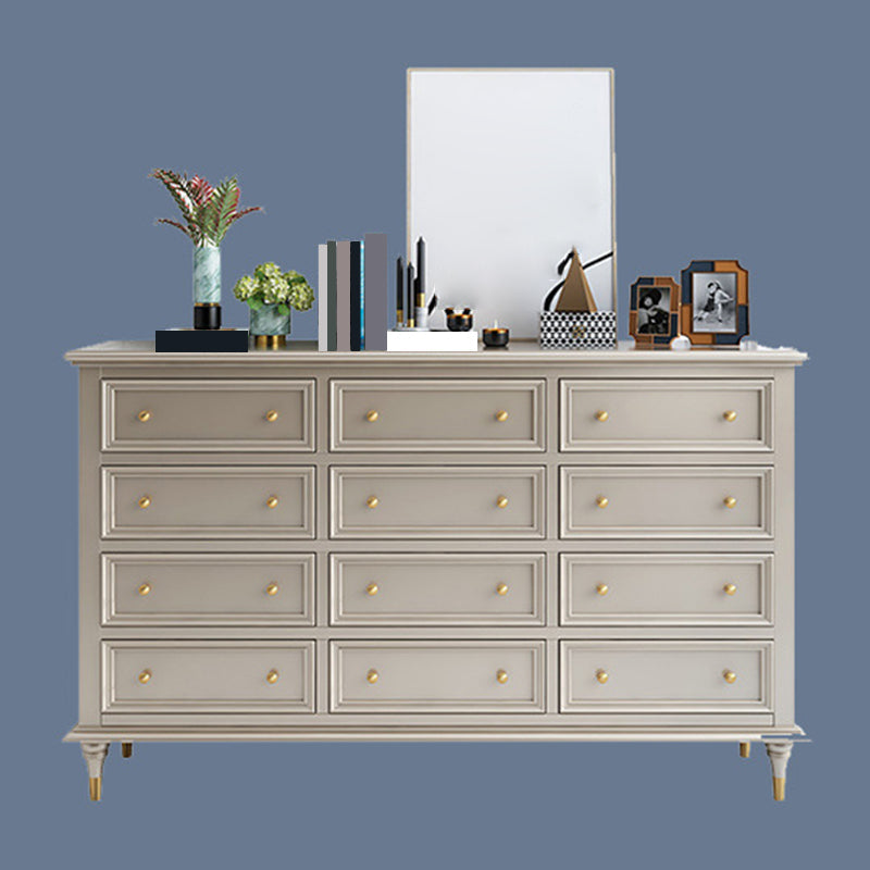 Commode en bois massif de poitrine de rangement Glam classique, largeur de 17,55 pouces