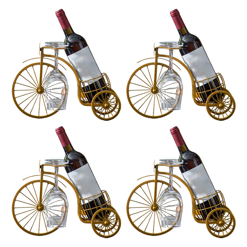 Glam Tabletop Wine Rack Metal Wine Bottle & Glass Rack for Living Room Gold 4 Piece Set Clearhalo 'furn' 'furn_wine_racks' 'Furniture' 'Kitchen & Dining Furniture' 'Wine Racks' 'wine_racks' 6845015