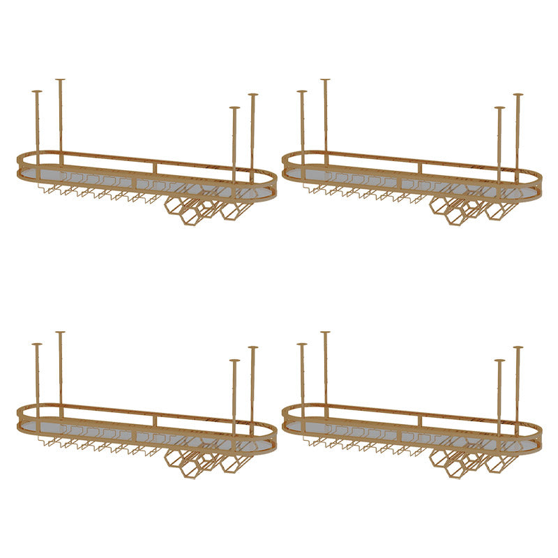Glam Hanging Wine Rack Metal Wine Bottle & Glass Rack for Living Room 59"L x 14"W x 18"H Gold 4 Piece Set Clearhalo 'furn' 'furn_wine_racks' 'Furniture' 'Kitchen & Dining Furniture' 'Wine Racks' 'wine_racks' 6845081