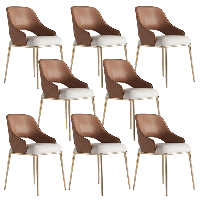 Glam Kitchen Chair Gold Legs Indoor Open Back Dining Arm Chair