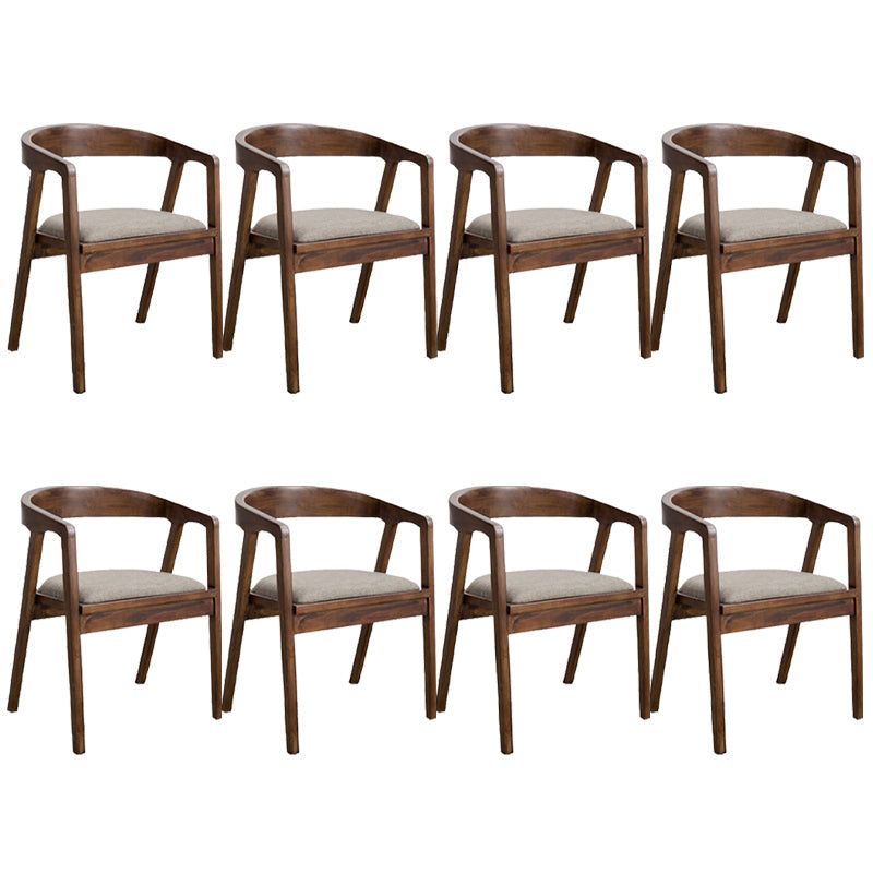 Contemporary Home Dining Chair Rubberwood Upholstered Arm Chair