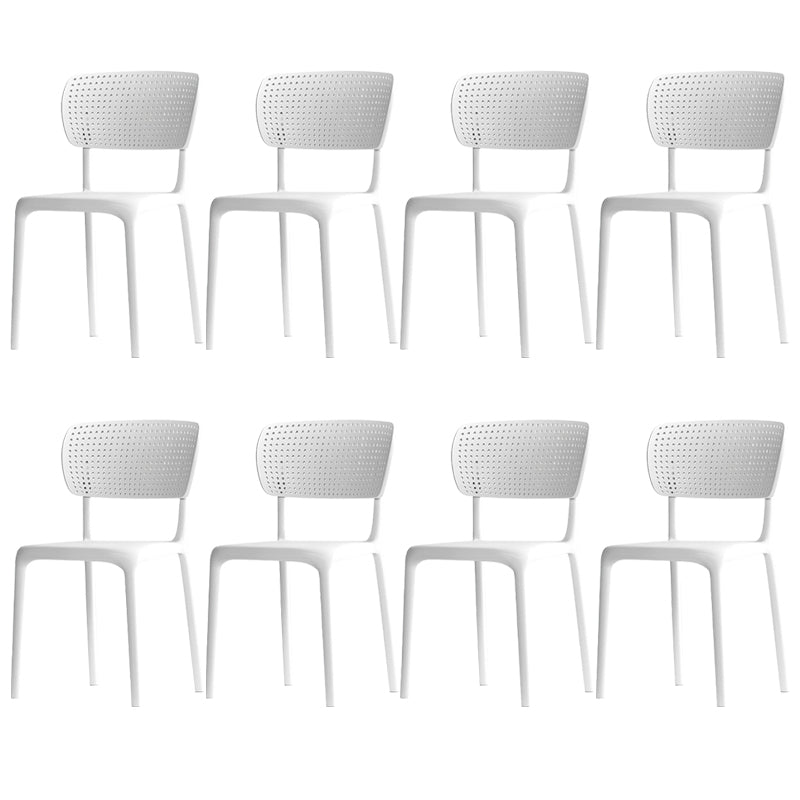 Modern Indoor-Outdoor Chair Plastic Open Back Dining Chair Set White 8 Piece Set Clearhalo 'Dining Chairs' 'Dining Tables & Seating' 'dining_chair' 'furn' 'furn_dining_chair' 'Furniture' 'Kitchen & Dining Furniture' 6846341