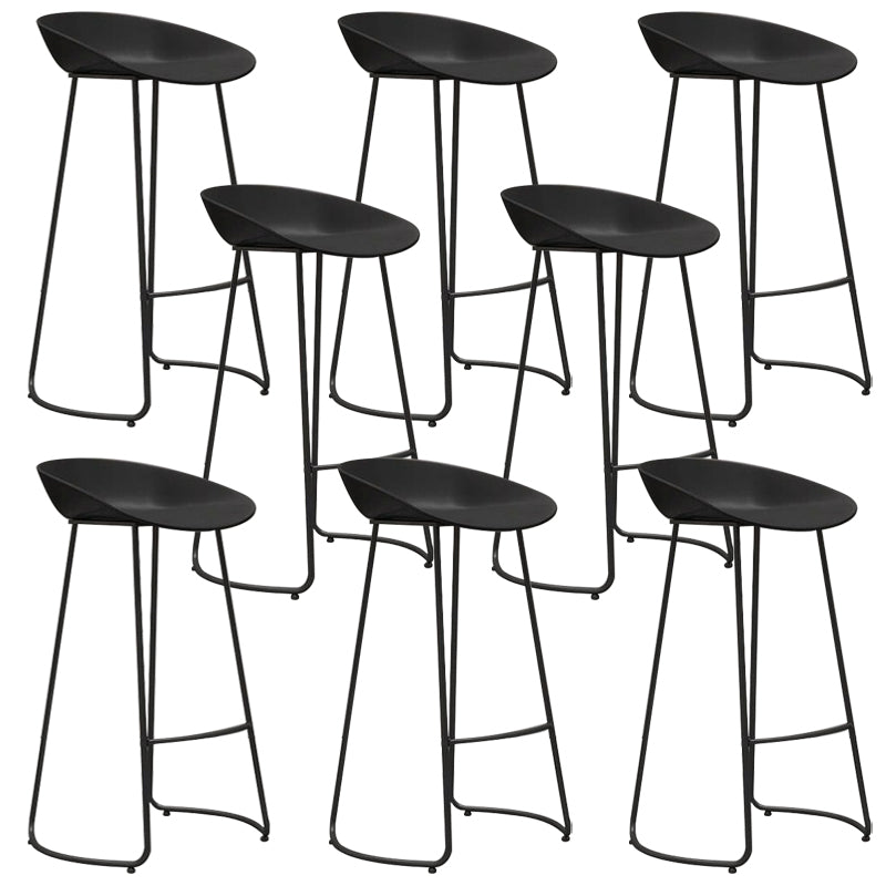 Industrial Plastic Bar Stool Armless Dining Stool with Metal Base Black 8 Piece Set Clearhalo 'Bar Furniture' 'Bar Stools' 'bar_stools' 'furn' 'furn_bar_stools' 'Furniture' 'Kitchen & Dining Furniture' 6846563
