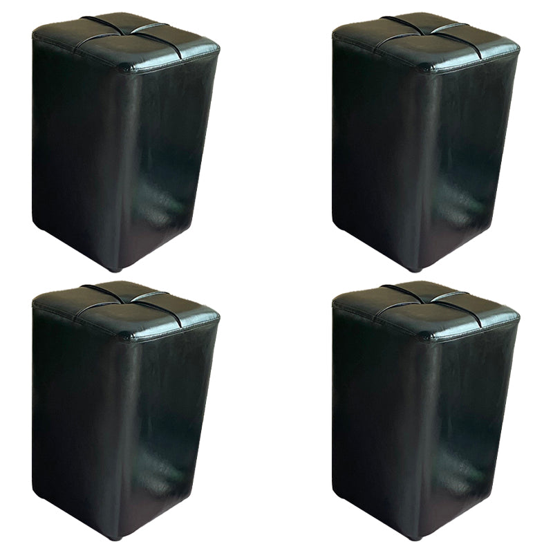 Modern Leather Pouf Stain Resistant Square Pouf for Living Room 11.4"L x 11.4"W x 17.7"H Black 4 Piece Set Clearhalo 'furn' 'furn_ottomans_poufs' 'Furniture' 'Living Room Furniture' 'Ottomans & Poufs' 'ottomans_poufs' 6848715
