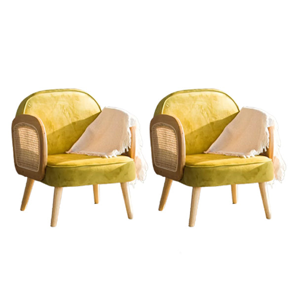 Industrial Upholstered Accent Armchair 4 Legs Wood Frame Armchair Yellow-Green Flannel 2 Piece Set Clearhalo 'Accent Chairs' 'accent_chairs' 'Chairs & Seating' 'furn' 'furn_accent_chairs' 'Furniture' 'Living Room Furniture' 6851387