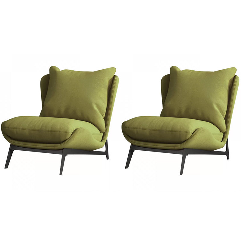 Mid-century Modern Leather Slipper Accent Chair Pillow Back Armless Chair Olive Green 2 Piece Set Clearhalo 'Accent Chairs' 'accent_chairs' 'Chairs & Seating' 'furn' 'furn_accent_chairs' 'Furniture' 'Living Room Furniture' 6851834