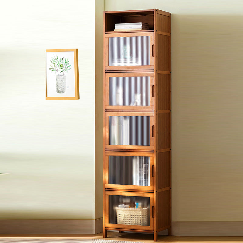 Industrial Rectangle Cabinet Glass Scratch Resistant Storage Cabinet 17"L x 13"W x 67"H Brown Clear Clearhalo 'Cabinets & Chests' 'cabinets_chests' 'furn' 'furn_cabinets_chests' 'Furniture' 'Living Room Furniture' 6852030