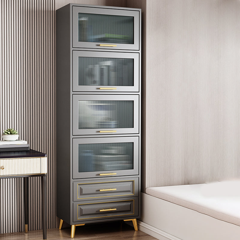 Contemporary Grey Cabinet with Glass Door and 2 Soft Close Drawers Clearhalo 'Cabinets & Chests' 'cabinets_chests' 'furn' 'furn_cabinets_chests' 'Furniture' 'Living Room Furniture' 6852187