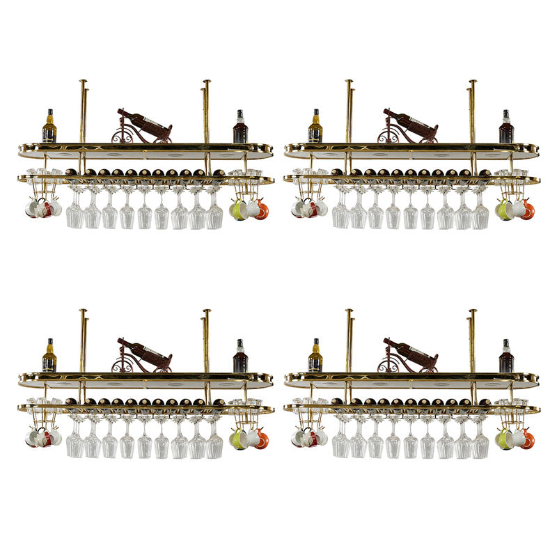 Stainless Steel Wine Holder Rack Modern Style Hanging Wine Rack Holder 59"L x 12"W x 13"H 4 Piece Set Clearhalo 'furn' 'furn_wine_racks' 'Furniture' 'Kitchen & Dining Furniture' 'Wine Racks' 'wine_racks' 6852650