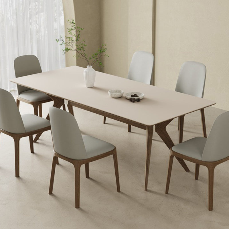 Simplicity Style Dinette Table Rectangle Stone Dinner Table in White 70.9"L x 35.4"W x 29.5"H Without Chairs Clearhalo 'Dining Tables & Seating' 'Dining Tables' 'dining_table' 'furn' 'furn_dining_table' 'Furniture' 'Kitchen & Dining Furniture' 6853135