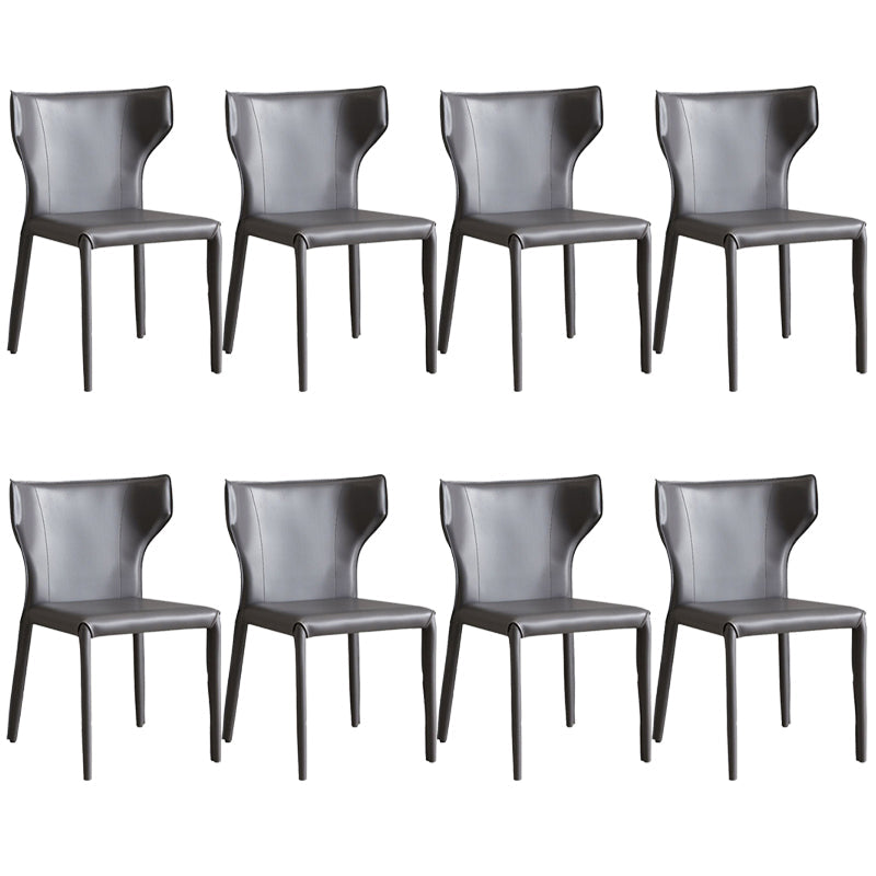 Moderne stijl faux lederen eetkamerstoel wingback armloze stoel