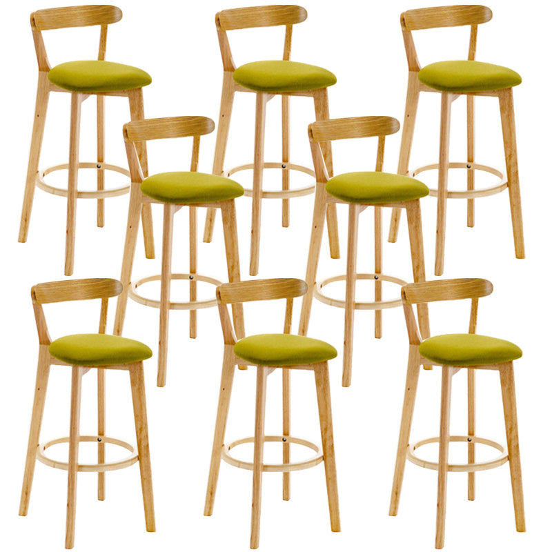 Industrial Backrest Counter Stool Rubber Wood Cafe Bar Stool with Cushion and Pedal