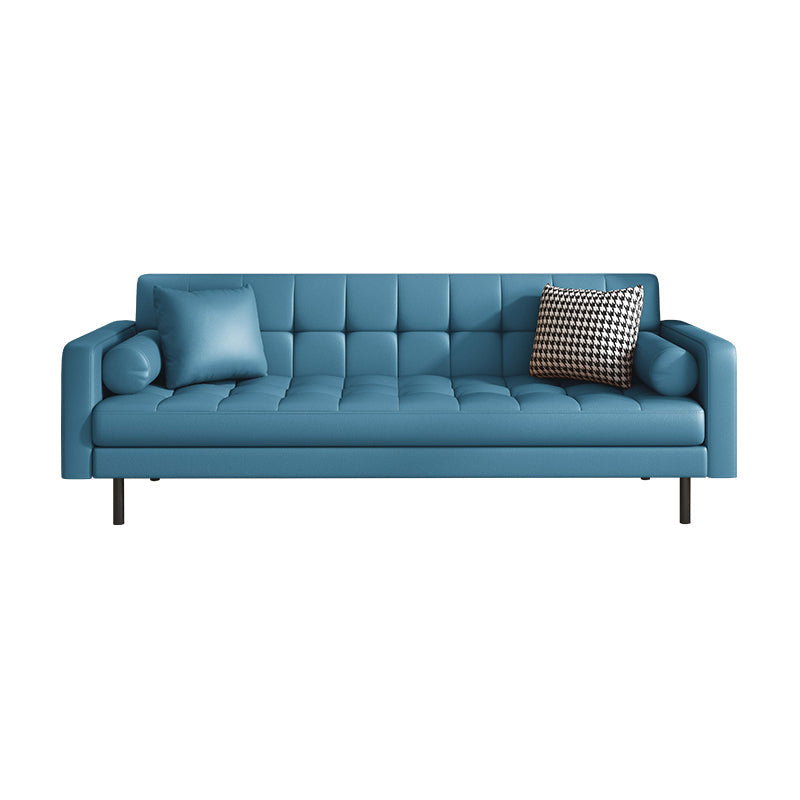 Industrial Square Arms Sofa Pillows Included Back Settee with Metal Legs