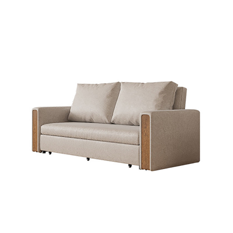 Leather Square Arm Sofa Bed Solid Color Storage Sofa Bed for Apartment