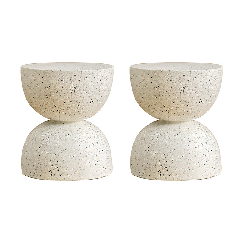 Double Semicircle Shape Side End Snack Table White Cement Corner Table