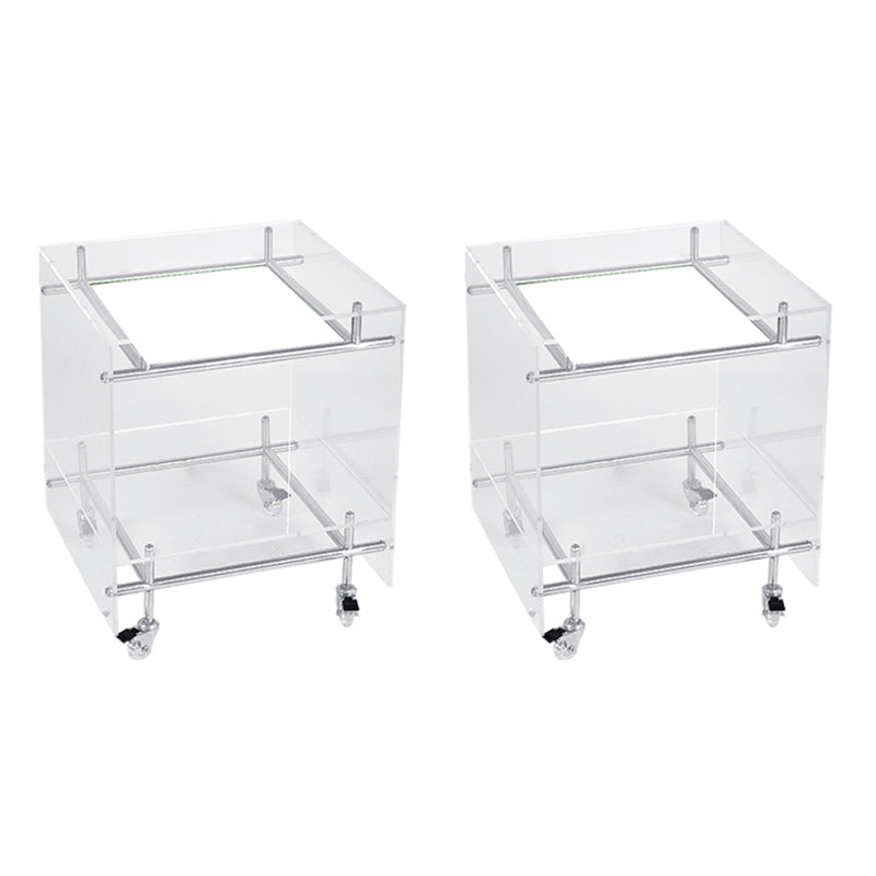 Contemporary Plastic Rectangular End Table Double Tier Corner Table with Storage