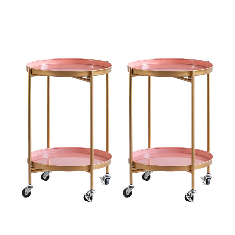 Table d'appoint accent de forme ronde Métal contemporain avec table de rangement