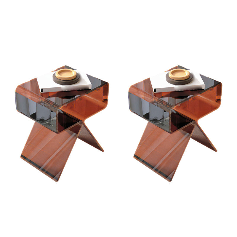 Modernistic Geometric Accent Side Table Acrylic Sofa Side Accent Table Brown 2 Clearhalo 'Coffee & Accent Tables' 'End & Side Tables' 'end_side_tables' 'furn' 'furn_end_side_tables' 'Furniture' 'Living Room Furniture' 6856193