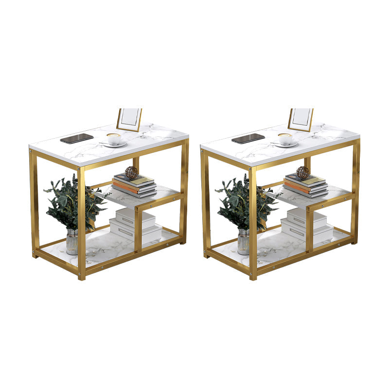 Industrial Rectangular Corner Table Metal Side End Snack Table 24"L x 16"W x 27"H White 2 Clearhalo 'Coffee & Accent Tables' 'End & Side Tables' 'end_side_tables' 'furn' 'furn_end_side_tables' 'Furniture' 'Living Room Furniture' 6856278