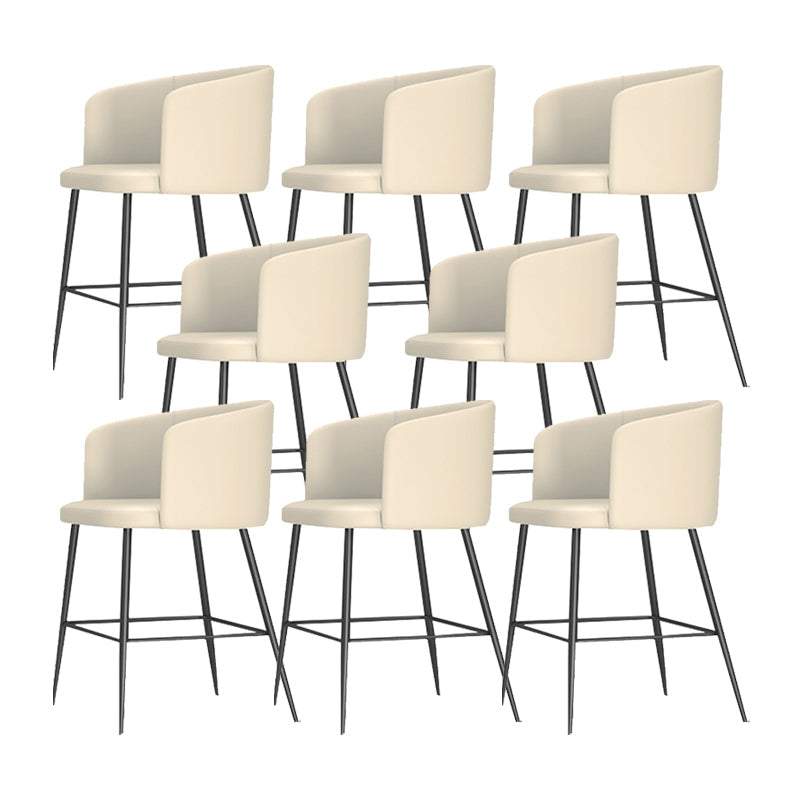 Modern Bar Stool Leather Backrest Bar Stools for Dining Room with Metal Legs
