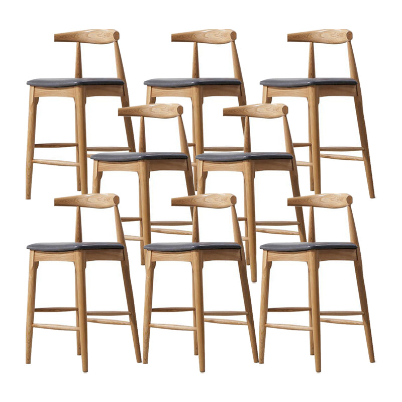 Faux Leather Dining Stools Industrial Bar Stool with Wood Base Natural 8 Piece Set Clearhalo 'Bar Furniture' 'Bar Stools' 'bar_stools' 'furn' 'furn_bar_stools' 'Furniture' 'Kitchen & Dining Furniture' 6856607