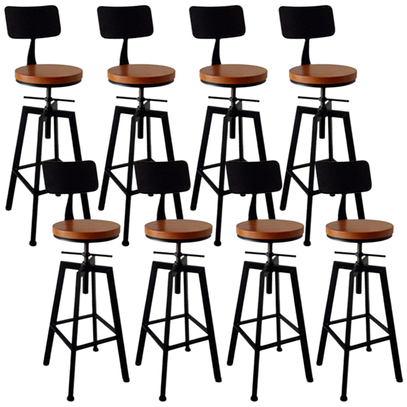 Industrial Armless Rotatable Counter Stool Iron Bar Stool with Pedal for Cafe