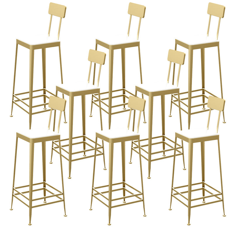 Glam Backrest Armless Counter Stool Iron Bar Stool with Cushion and Pedal for Cafe Gold 8 Piece Set Bar Stool(30"H) Clearhalo 'Bar Furniture' 'Bar Stools' 'bar_stools' 'furn' 'furn_bar_stools' 'Furniture' 'Kitchen & Dining Furniture' 6856874